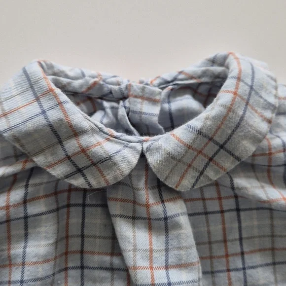 Pepa London Plaid Peter Pan Collar Button Down Shirt Blouse - Picture 3 of 8